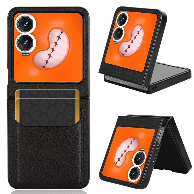 Litchi Texture Slot per schede Cover posteriore Custodia per telefono, For Tecno Phantom V Flip2, For Tecno Phantom V Fold2, For Tecno Phantom V Fold