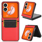 Litchi Texture Slot per schede Cover posteriore Custodia per telefono, For Tecno Phantom V Flip2, For Tecno Phantom V Fold2, For Tecno Phantom V Fold