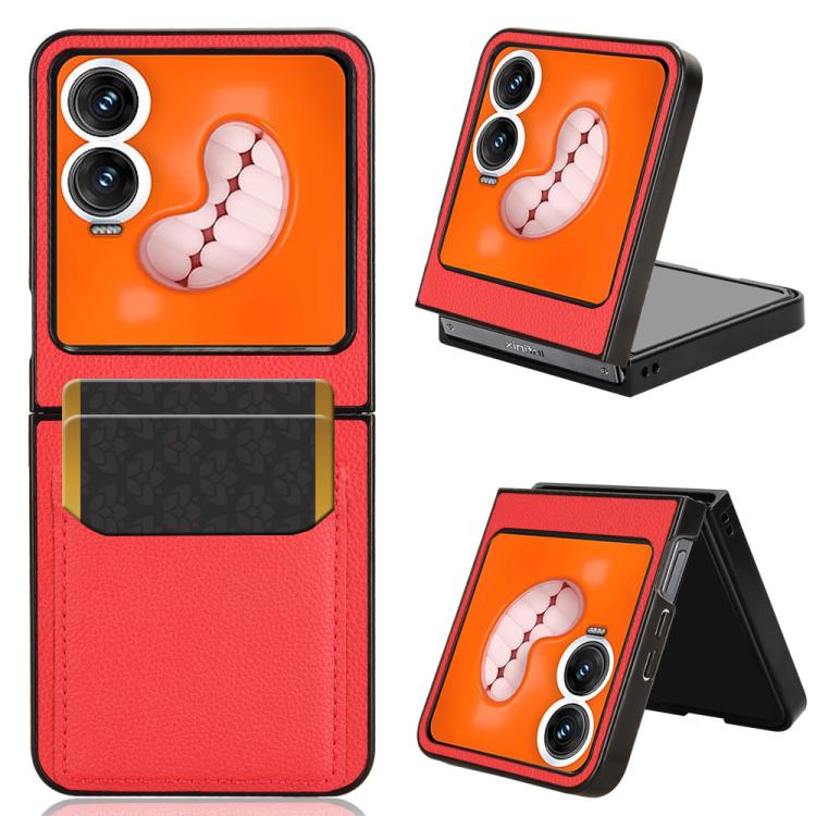 Litchi Texture Slot per schede Cover posteriore Custodia per telefono, For Tecno Phantom V Flip2, For Tecno Phantom V Fold2, For Tecno Phantom V Fold