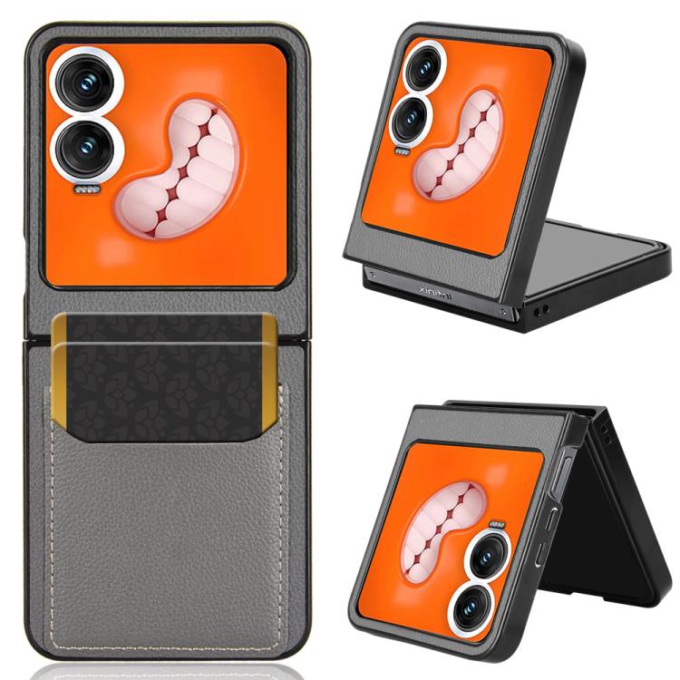 Litchi Texture Slot per schede Cover posteriore Custodia per telefono, For Tecno Phantom V Flip2, For Tecno Phantom V Fold2, For Tecno Phantom V Fold