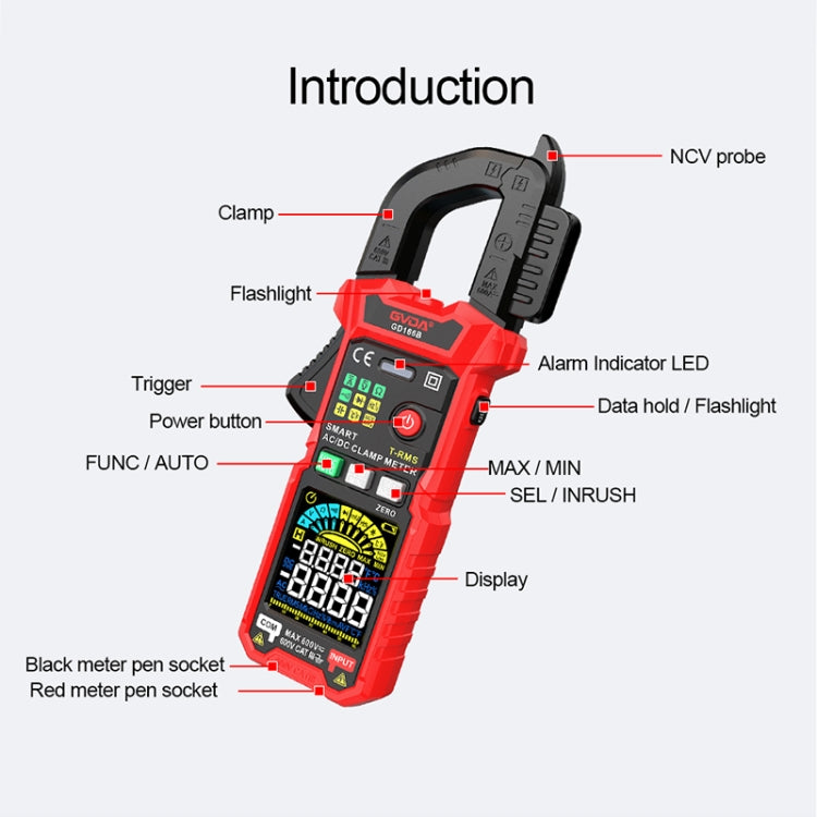 Il multimetro a pinza digitale GVDA GD166B supporta DC, GD166B