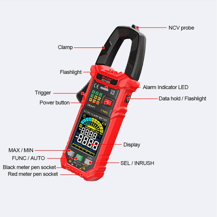 Multimetro a pinza digitale GVDA GD168B Supporta DC, GD168B