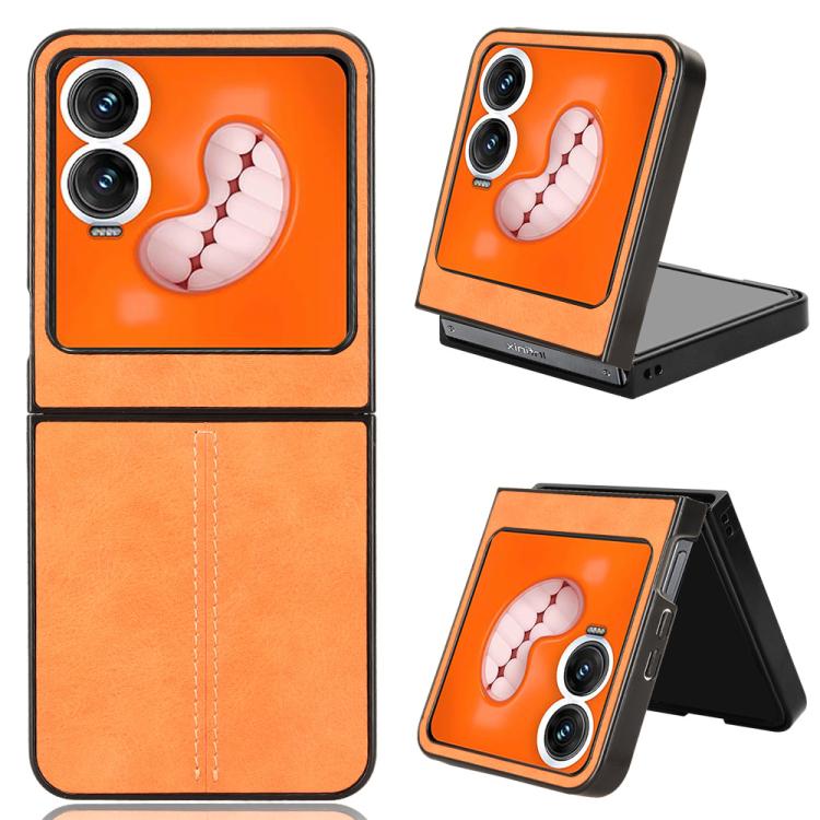 Cassa del telefono della copertura posteriore di cucito del modello della mucca, For Tecno Phantom V Flip2, For Tecno Phantom V Fold2, For Tecno Phantom V Flip, For Tecno Phantom V Fold