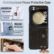 Custodia posteriore in pelle con cinturino per Samsung