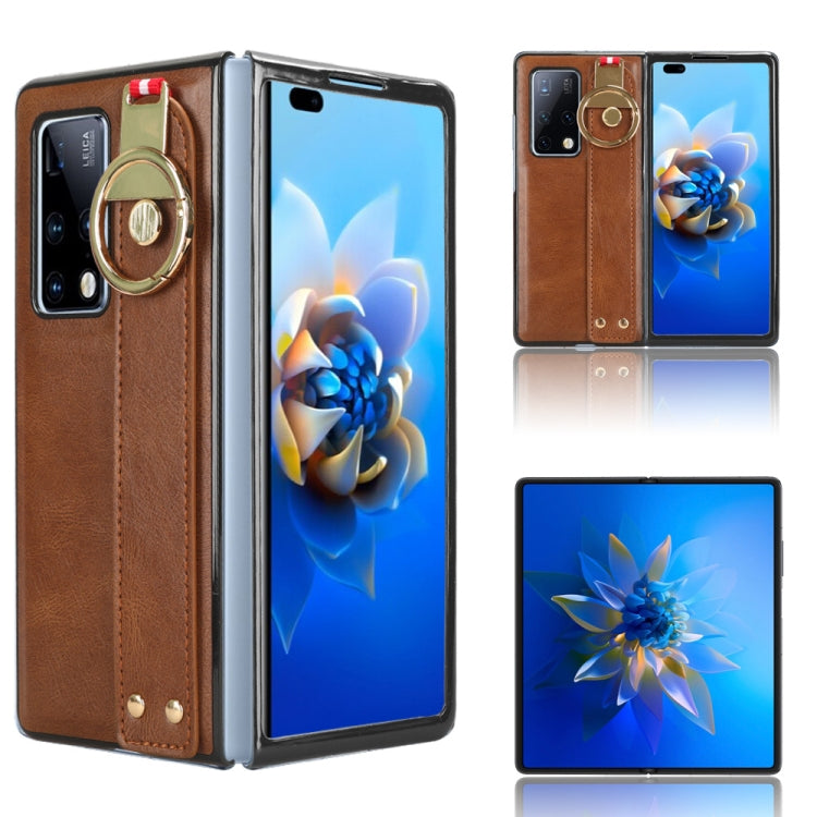 Custodia per telefono posteriore in pelle con cinturino, For Huawei Mate X2