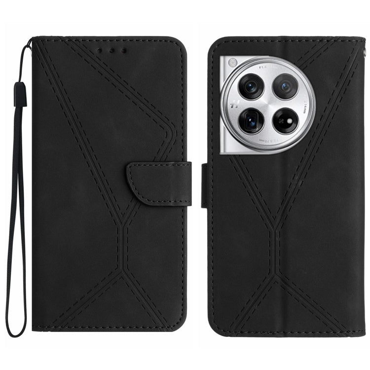 Custodia per telefono in pelle goffrata con cuciture, For OnePlus Nord 4 5G, For OnePlus Nord CE4, For OnePlus 12R 5G Global, For OnePlus 12 5G Global