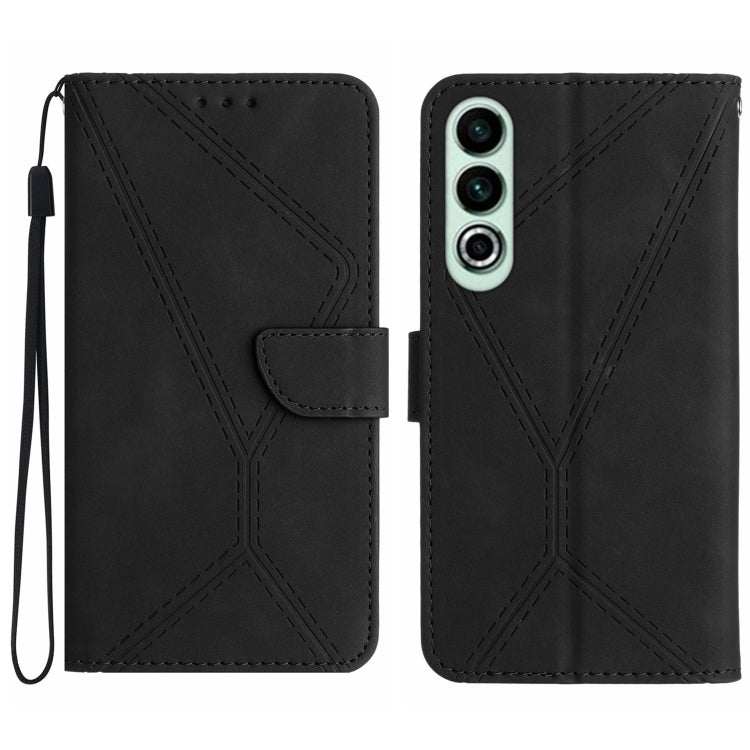 Custodia per telefono in pelle goffrata con cuciture, For OnePlus Nord 4 5G, For OnePlus Nord CE4, For OnePlus 12R 5G Global, For OnePlus 12 5G Global