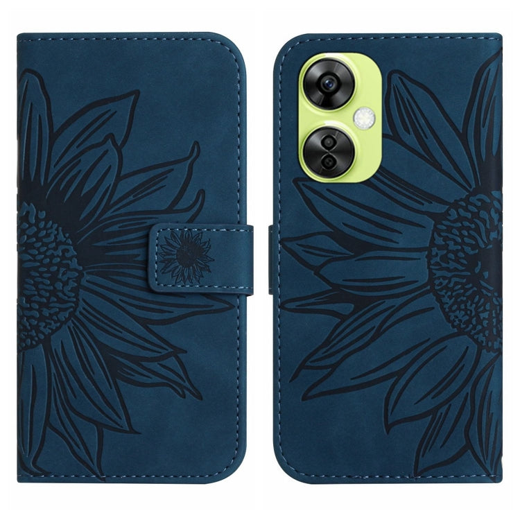 Skin Feel Custodia per telefono in pelle goffrata Sun Flower con cordino, For OnePlus 12 5G Global, For OnePlus Nord CE 3 Lite