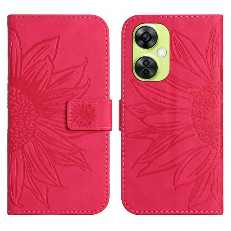 Skin Feel Custodia per telefono in pelle goffrata Sun Flower con cordino, For OnePlus 12 5G Global, For OnePlus Nord CE 3 Lite