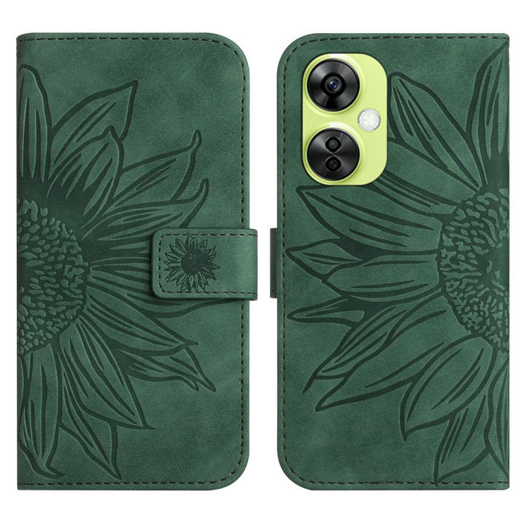 Skin Feel Custodia per telefono in pelle goffrata Sun Flower con cordino, For OnePlus 12 5G Global, For OnePlus Nord CE 3 Lite