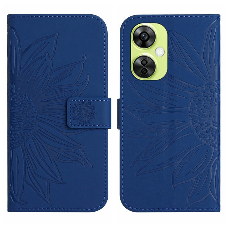 Skin Feel Custodia per telefono in pelle goffrata Sun Flower con cordino, For OnePlus 12 5G Global, For OnePlus Nord CE 3 Lite