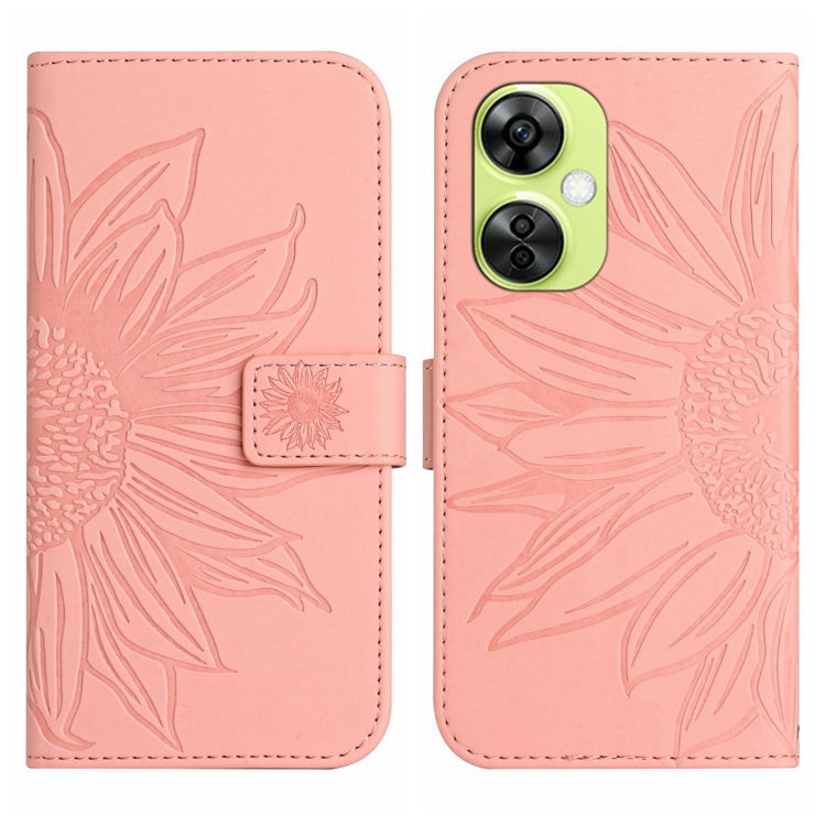 Skin Feel Custodia per telefono in pelle goffrata Sun Flower con cordino, For OnePlus 12 5G Global, For OnePlus Nord CE 3 Lite