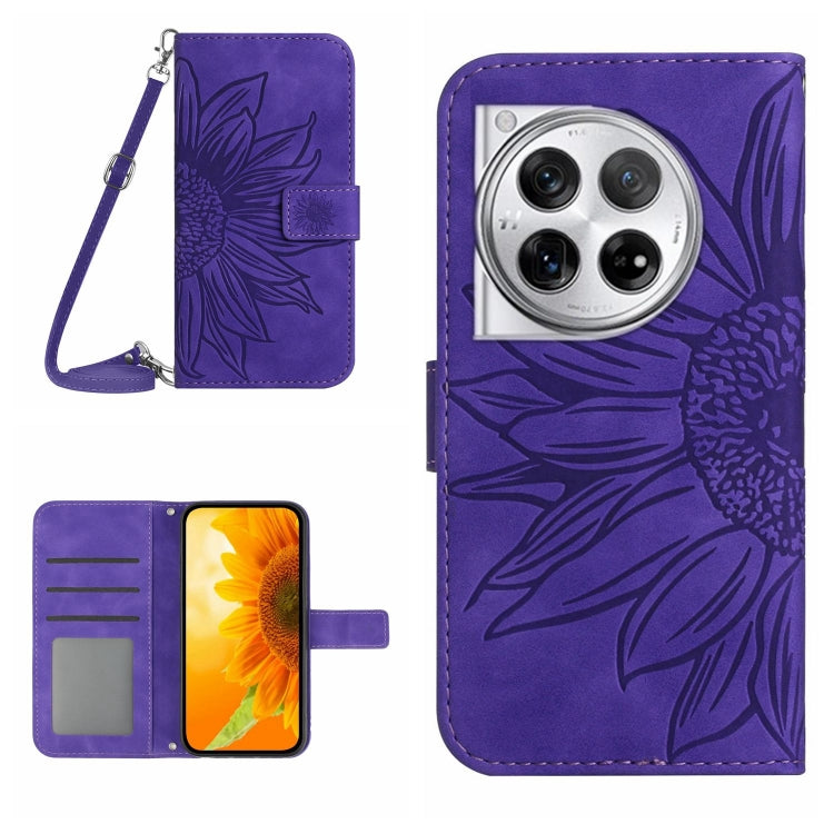 Skin Feel Custodia per telefono in pelle goffrata Sun Flower con cordino, For OnePlus Nord CE4, For OnePlus 12R 5G Global