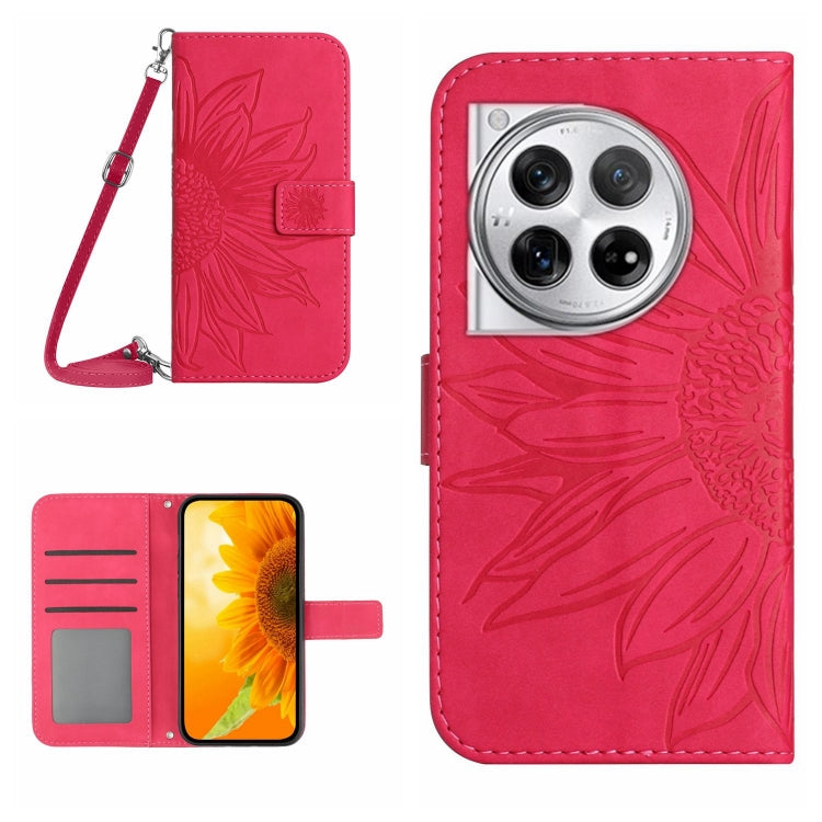 Skin Feel Custodia per telefono in pelle goffrata Sun Flower con cordino, For OnePlus Nord CE4, For OnePlus 12R 5G Global