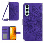 Skin Feel Custodia per telefono in pelle goffrata Sun Flower con cordino, For OnePlus Nord CE4, For OnePlus 12R 5G Global