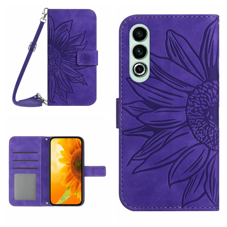 Skin Feel Custodia per telefono in pelle goffrata Sun Flower con cordino, For OnePlus Nord CE4, For OnePlus 12R 5G Global