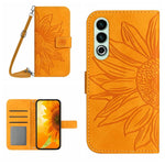 Skin Feel Custodia per telefono in pelle goffrata Sun Flower con cordino, For OnePlus Nord CE4, For OnePlus 12R 5G Global