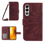 Skin Feel Custodia per telefono in pelle goffrata Sun Flower con cordino, For OnePlus Nord CE4, For OnePlus 12R 5G Global