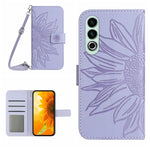 Skin Feel Custodia per telefono in pelle goffrata Sun Flower con cordino, For OnePlus Nord CE4, For OnePlus 12R 5G Global