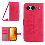 Skin Feel Custodia per telefono in pelle goffrata Sun Flower con cordino, For OnePlus 13, For OnePlus Nord 4 5G