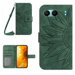 Skin Feel Custodia per telefono in pelle goffrata Sun Flower con cordino, For OnePlus 13, For OnePlus Nord 4 5G