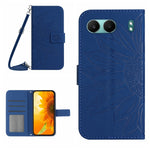 Skin Feel Custodia per telefono in pelle goffrata Sun Flower con cordino, For OnePlus 13, For OnePlus Nord 4 5G
