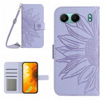 Skin Feel Custodia per telefono in pelle goffrata Sun Flower con cordino, For OnePlus 13, For OnePlus Nord 4 5G