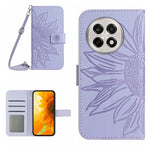 Skin Feel Custodia per telefono in pelle goffrata Sun Flower con cordino, For OnePlus 13, For OnePlus Nord 4 5G