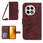 Skin Feel Custodia per telefono in pelle goffrata Sun Flower con cordino, For OnePlus 13T, For OnePlus 13R