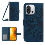 Skin Feel Custodia per telefono in pelle goffrata Sun Flower con cordino, For OnePlus 13T, For OnePlus 13R