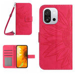 Skin Feel Custodia per telefono in pelle goffrata Sun Flower con cordino, For OnePlus 13T, For OnePlus 13R