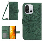 Skin Feel Custodia per telefono in pelle goffrata Sun Flower con cordino, For OnePlus 13T, For OnePlus 13R