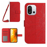 Skin Feel Custodia per telefono in pelle goffrata Sun Flower con cordino, For OnePlus 13T, For OnePlus 13R