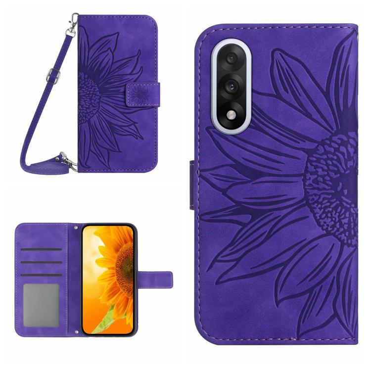 Skin Feel Custodia per telefono in pelle goffrata Sun Flower con cordino, For OnePlus 15 5G, For OnePlus Nord 5 5G / Ace 5 Ultra