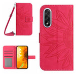 Skin Feel Custodia per telefono in pelle goffrata Sun Flower con cordino, For OnePlus 15 5G, For OnePlus Nord 5 5G / Ace 5 Ultra