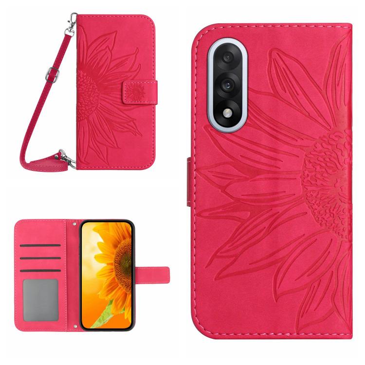 Skin Feel Custodia per telefono in pelle goffrata Sun Flower con cordino, For OnePlus 15 5G, For OnePlus Nord 5 5G / Ace 5 Ultra