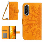 Skin Feel Custodia per telefono in pelle goffrata Sun Flower con cordino, For OnePlus 15 5G, For OnePlus Nord 5 5G / Ace 5 Ultra