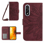 Skin Feel Custodia per telefono in pelle goffrata Sun Flower con cordino, For OnePlus 15 5G, For OnePlus Nord 5 5G / Ace 5 Ultra