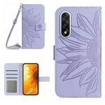 Skin Feel Custodia per telefono in pelle goffrata Sun Flower con cordino, For OnePlus 15 5G, For OnePlus Nord 5 5G / Ace 5 Ultra