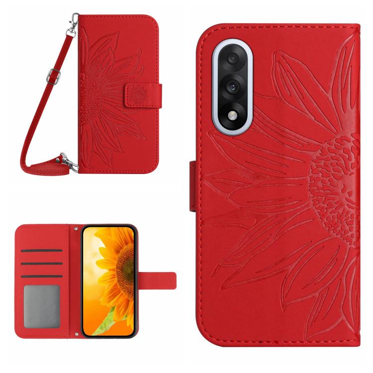 Skin Feel Custodia per telefono in pelle goffrata Sun Flower con cordino, For OnePlus 15 5G, For OnePlus Nord 5 5G / Ace 5 Ultra