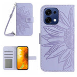 Skin Feel Custodia per telefono in pelle goffrata Sun Flower con cordino, For OnePlus 15 5G, For OnePlus Nord 5 5G / Ace 5 Ultra