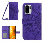 Skin Feel Custodia per telefono in pelle goffrata Sun Flower con cordino, For OnePlus Nord 6 5G, For OnePlus 15R