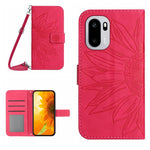 Skin Feel Custodia per telefono in pelle goffrata Sun Flower con cordino, For OnePlus Nord 6 5G, For OnePlus 15R