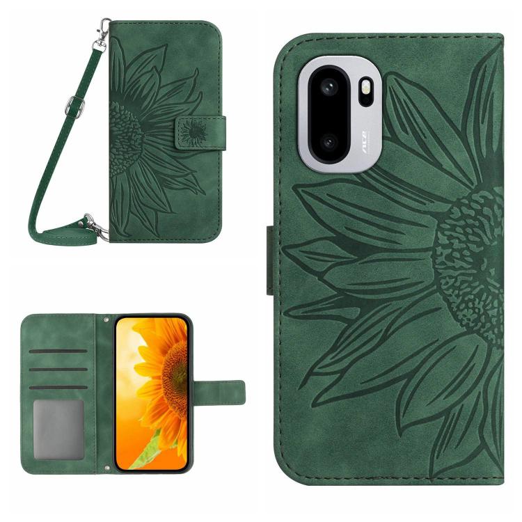 Skin Feel Custodia per telefono in pelle goffrata Sun Flower con cordino, For OnePlus Nord 6 5G, For OnePlus 15R