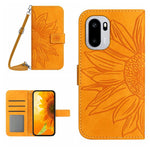 Skin Feel Custodia per telefono in pelle goffrata Sun Flower con cordino, For OnePlus Nord 6 5G, For OnePlus 15R