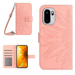 Skin Feel Custodia per telefono in pelle goffrata Sun Flower con cordino, For OnePlus Nord 6 5G, For OnePlus 15R