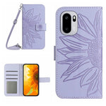 Skin Feel Custodia per telefono in pelle goffrata Sun Flower con cordino, For OnePlus Nord 6 5G, For OnePlus 15R