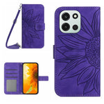 Skin Feel Custodia per telefono in pelle goffrata Sun Flower con cordino, For OnePlus Nord 6 5G, For OnePlus 15R