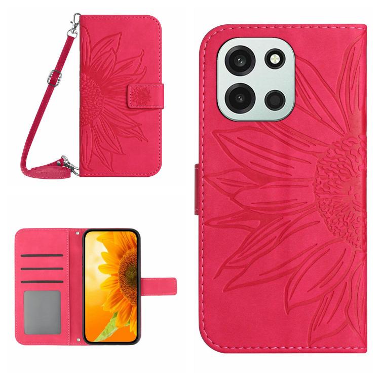 Skin Feel Custodia per telefono in pelle goffrata Sun Flower con cordino, For OnePlus Nord 6 5G, For OnePlus 15R