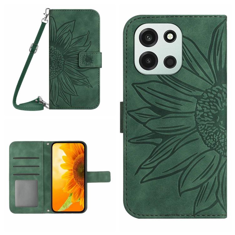 Skin Feel Custodia per telefono in pelle goffrata Sun Flower con cordino, For OnePlus Nord 6 5G, For OnePlus 15R